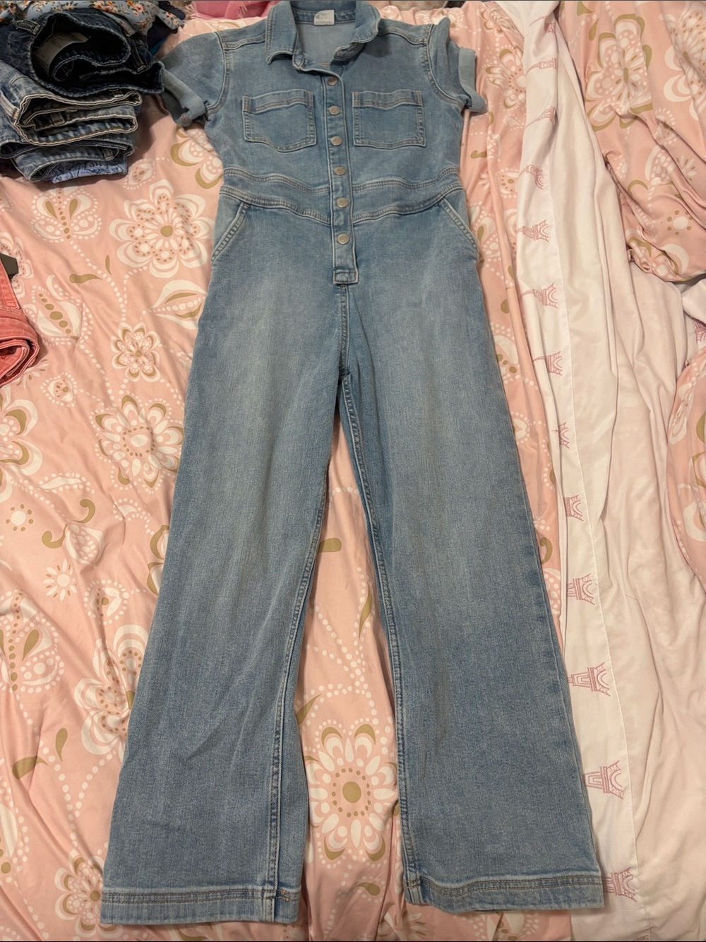 Abercrombie & Fitch Light Wash Denim Jumpsuit